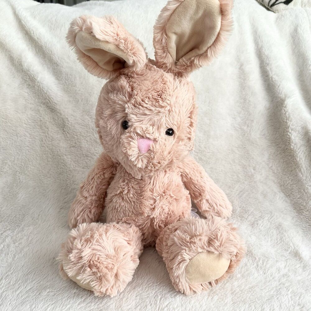 Animal Adventure Plush Bunny Rabbit Brown Shaggy Pink Nose 2021 15” Stuffed Toy